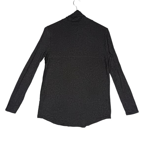 Joe Fresh Blouse Size Small Black and Gray High Neck Long Sleeve Lace and Satin - Picture 3 of 10